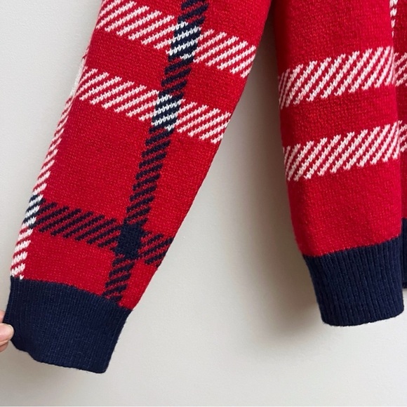 Lands End Mens Medium 38-40 Wool Blend Plaid Holiday Christmas Crewneck Sweater - Picture 4 of 7